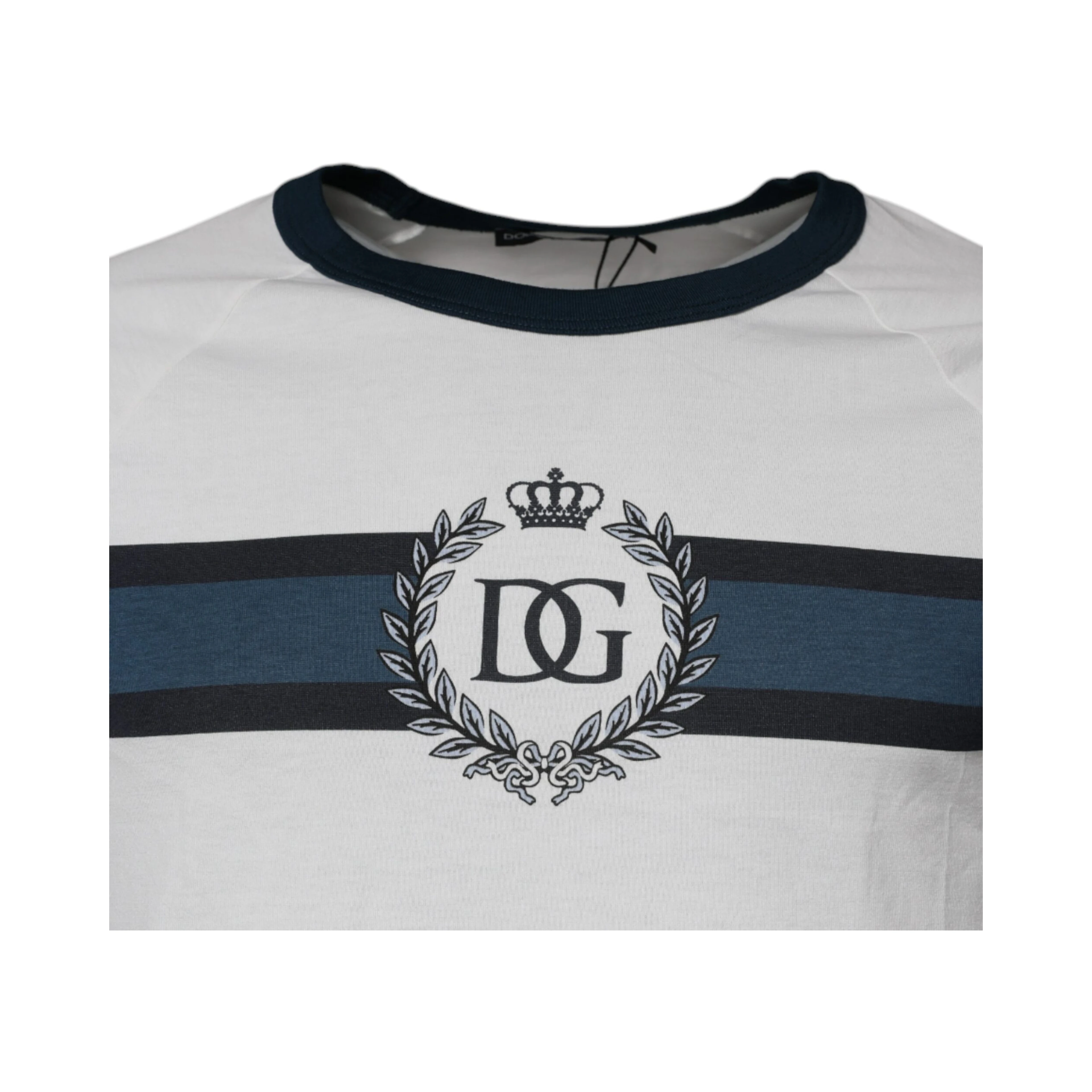 White DG Crown Cotton Crew Neck T-shirt