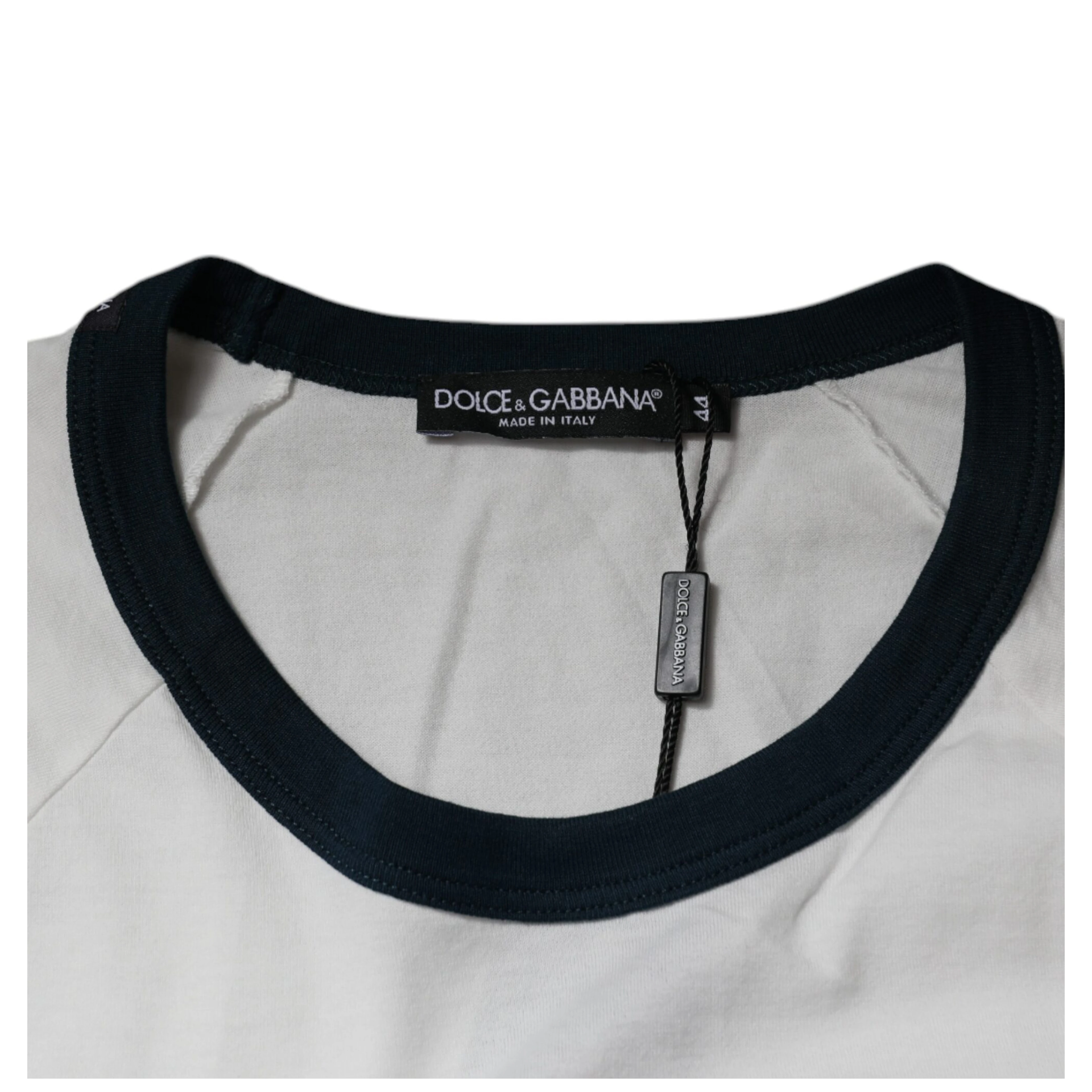 White DG Crown Cotton Crew Neck T-shirt