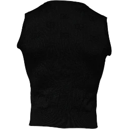 Black Silk Round Neck Sleeveless T-shirt
