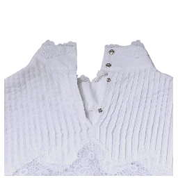 White Cotton Lace Trim Turtleneck Blouse Top