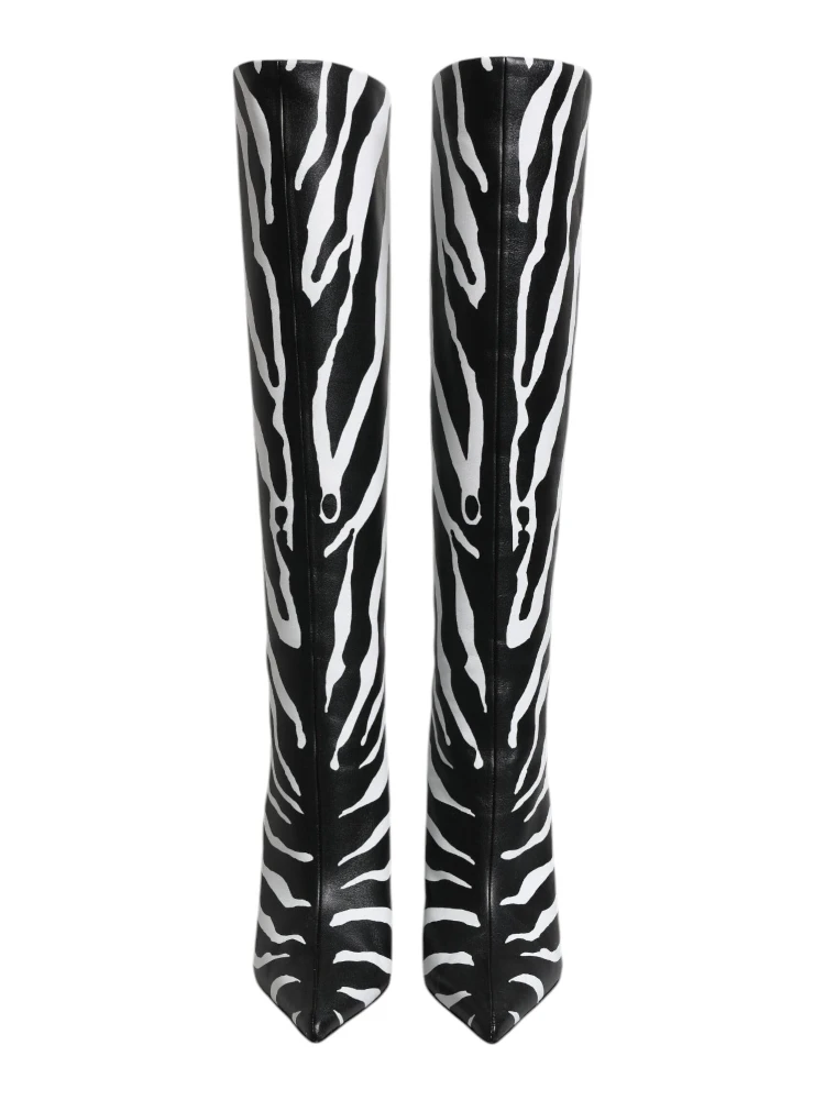 Black White Zebra Heels High Boots Shoes alternative