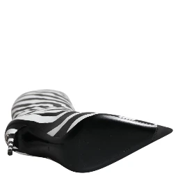 Black White Zebra Heels High Boots Shoes