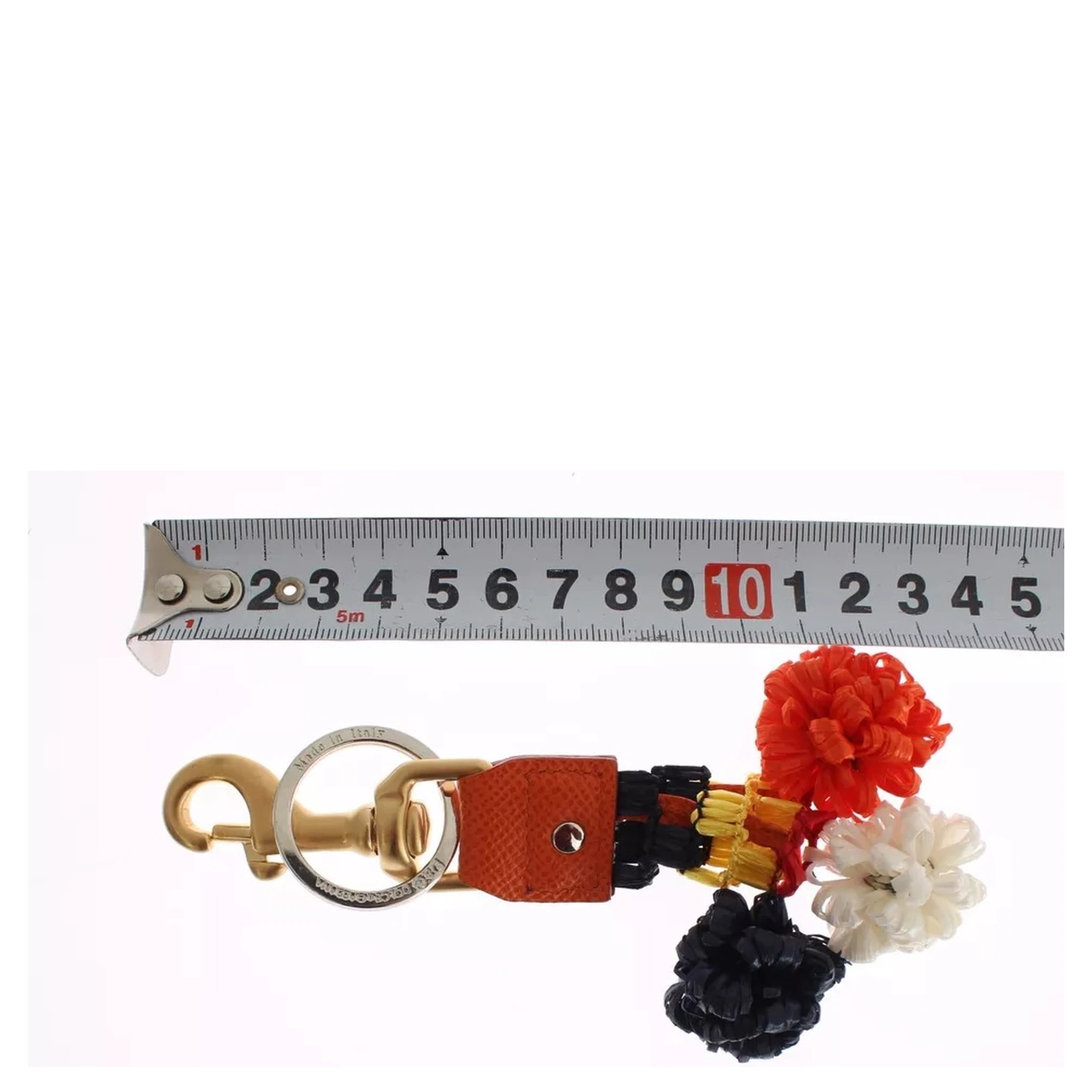 Brown Gold Raffia Leather Clasp Finder Chain Keyring