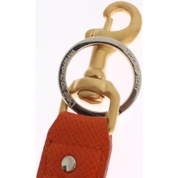 Brown Gold Raffia Leather Clasp Finder Chain Keyring