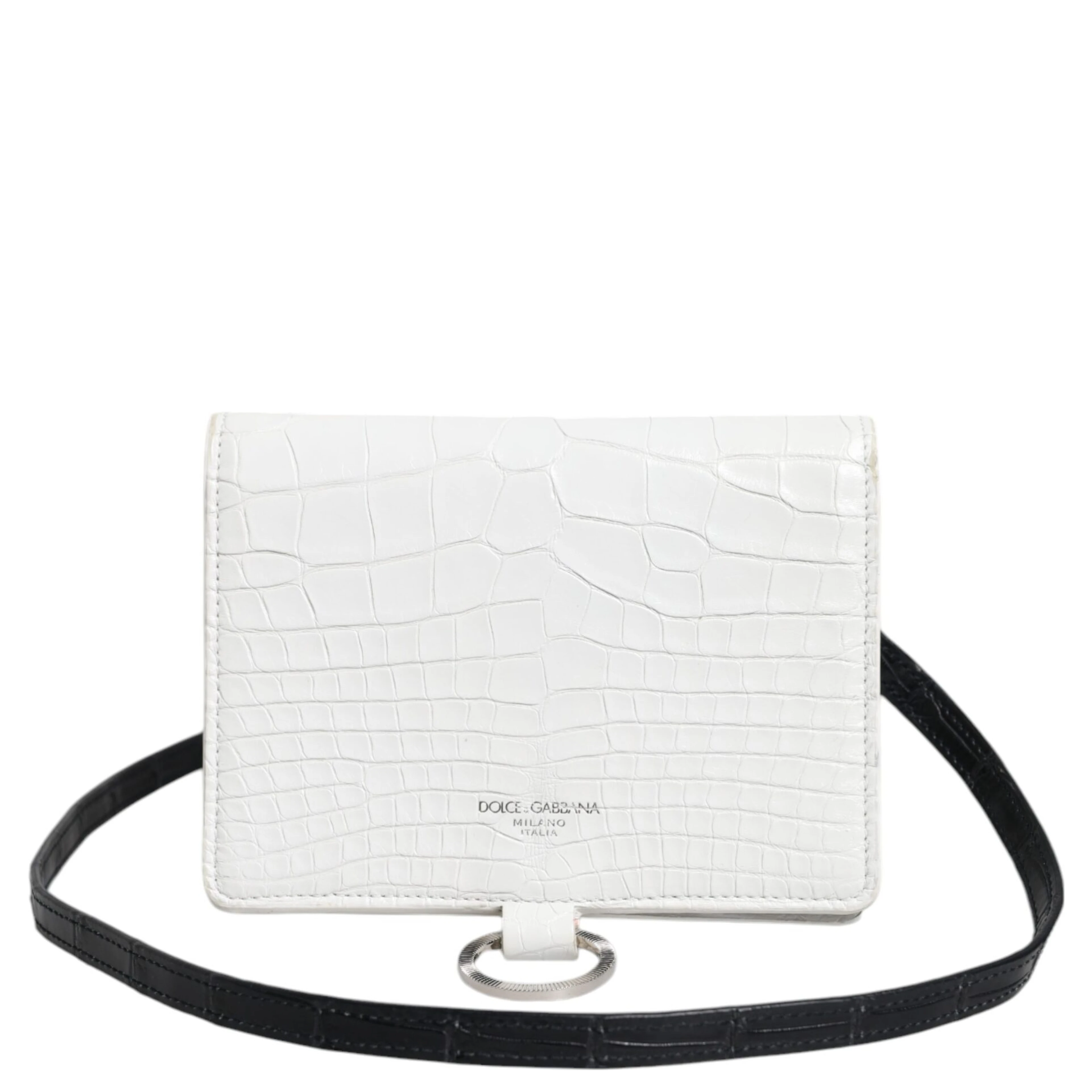 محفظة كروسبودي ثنائية الطي من الجلد الأبيض والأزرق