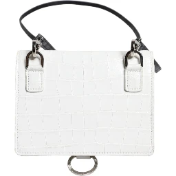 White Blue Leather Bifold Crossbody Sling Wallet