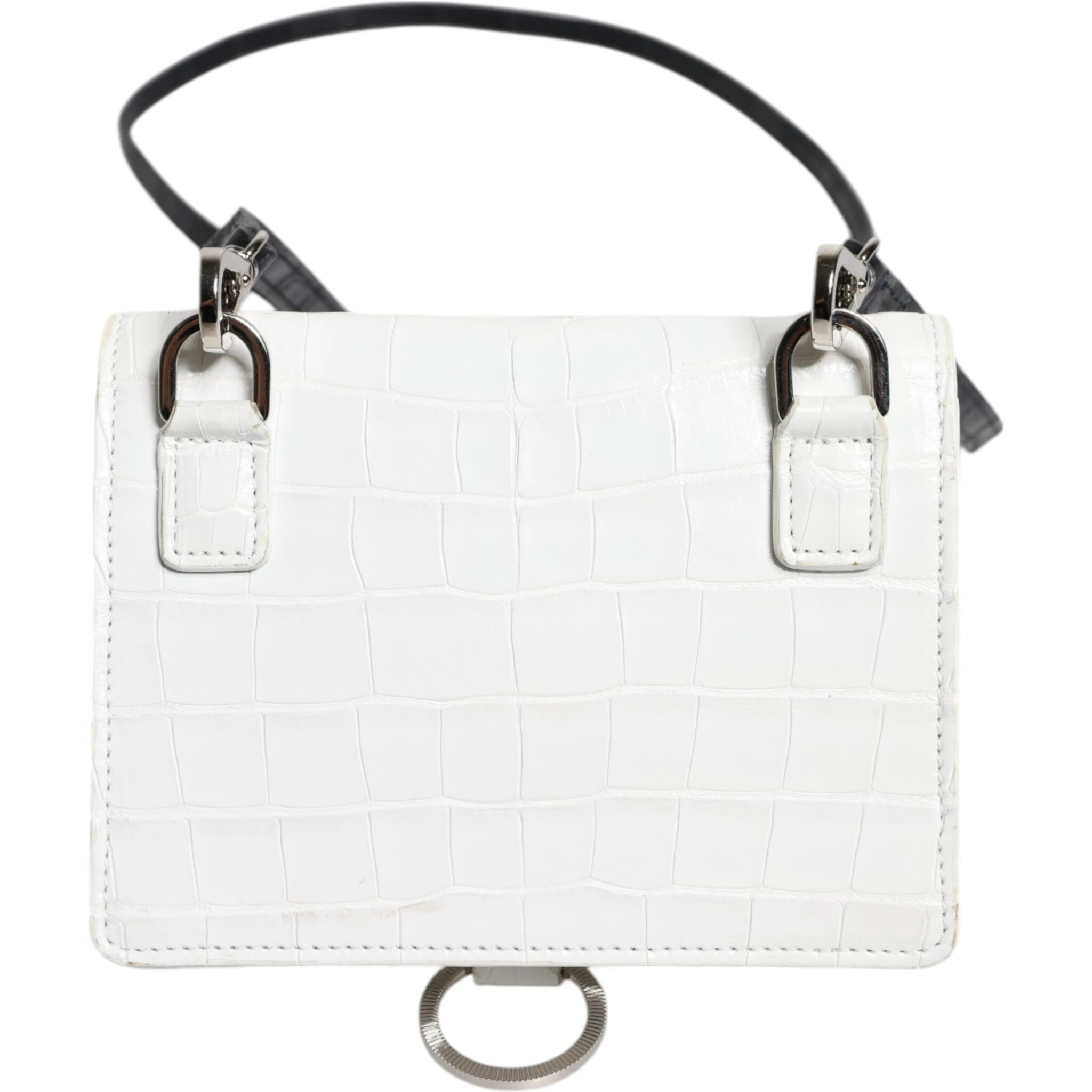 White Blue Leather Bifold Crossbody Sling Wallet