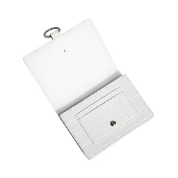 White Blue Leather Bifold Crossbody Sling Wallet