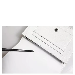 White Blue Leather Bifold Crossbody Sling Wallet