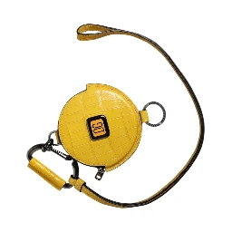 Yellow Round Leather DG Logo Coin Purse Lanyard Wallet