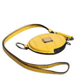 Yellow Round Leather DG Logo Coin Purse Lanyard Wallet