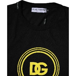 Black Logo Print Cotton Crew Neck T-shirt