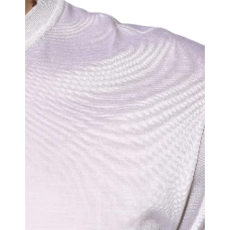 White Silk Crew Neck Men Pullover Sweater