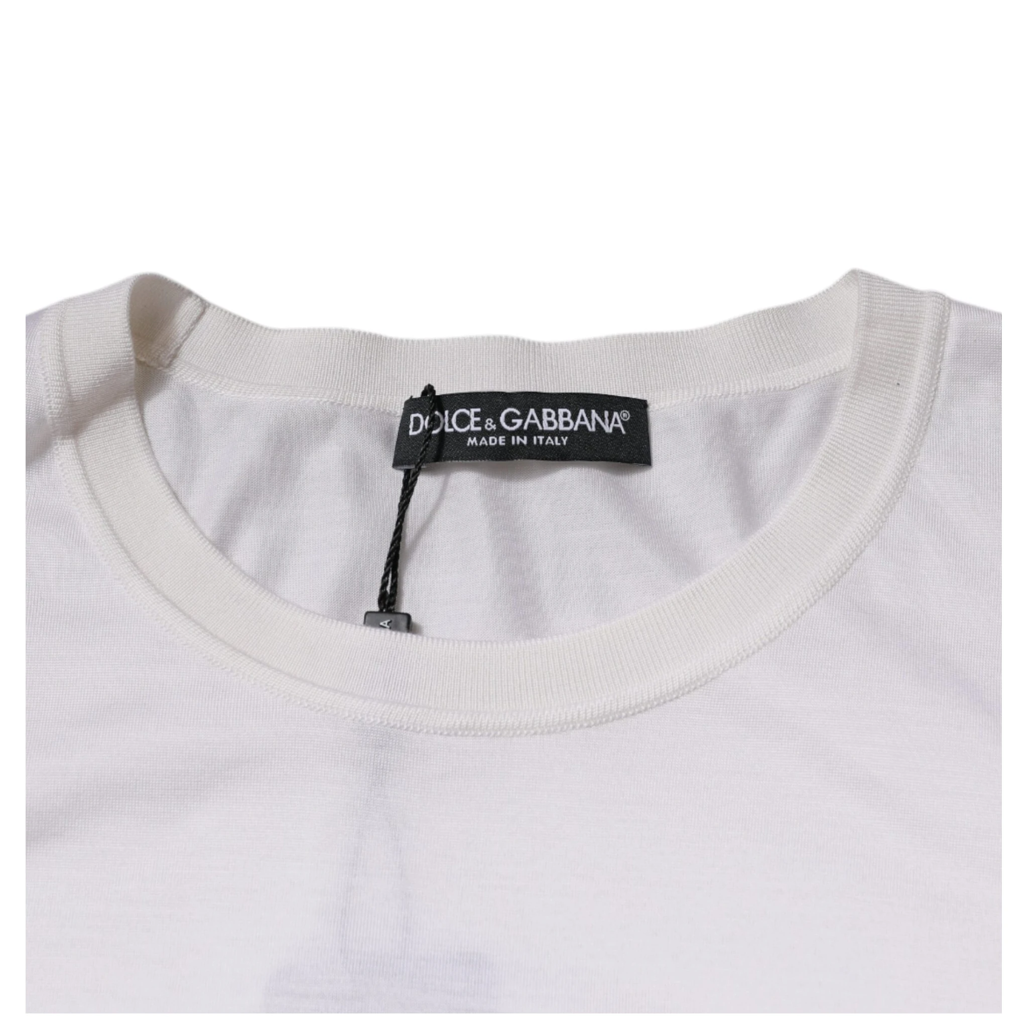 White Silk Crew Neck Men Pullover Sweater