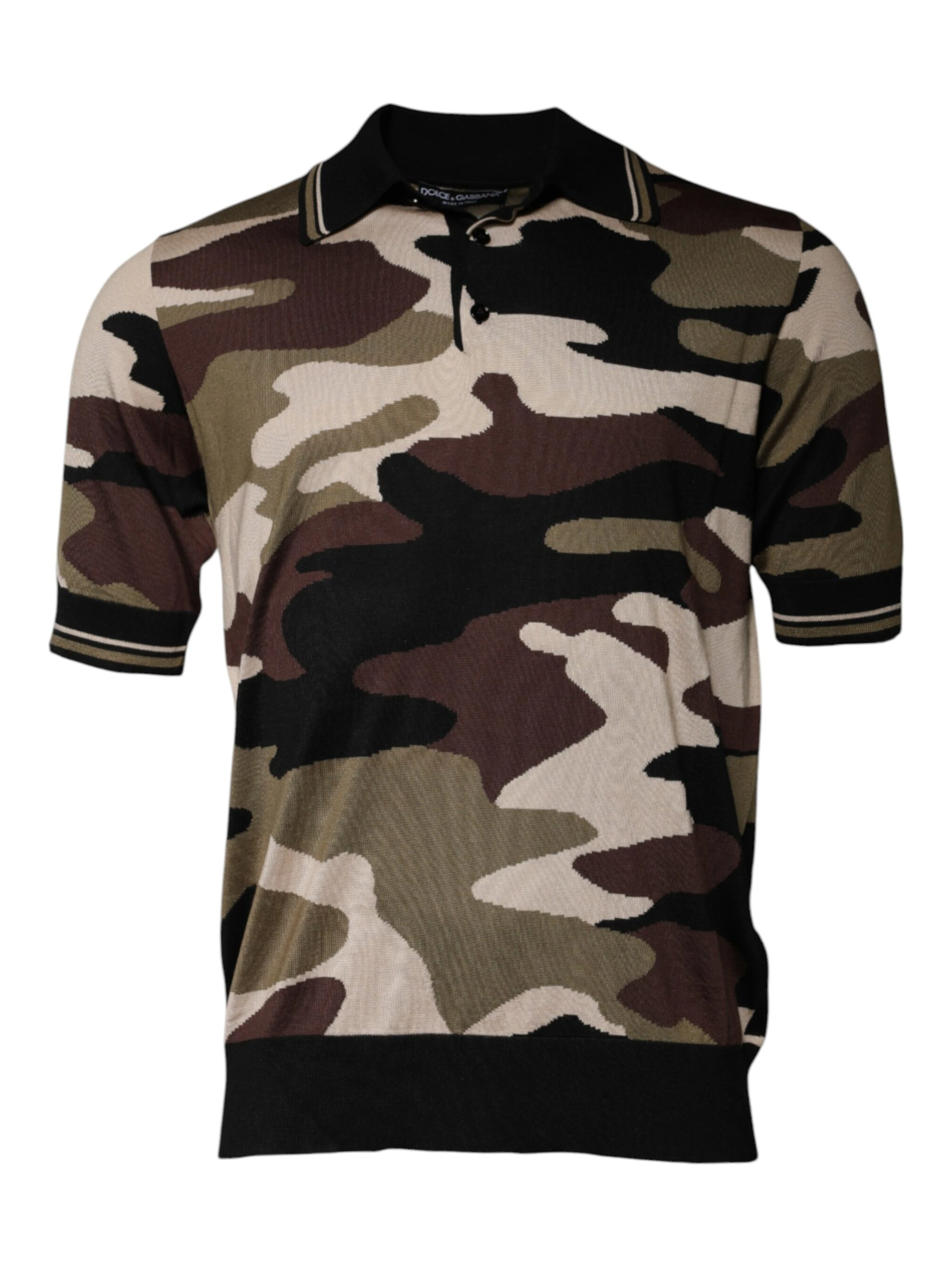 Multicolor Camouflage Collared Polo T-shirt