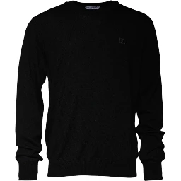Black Logo Wool Crew Neck Pullover Sweater