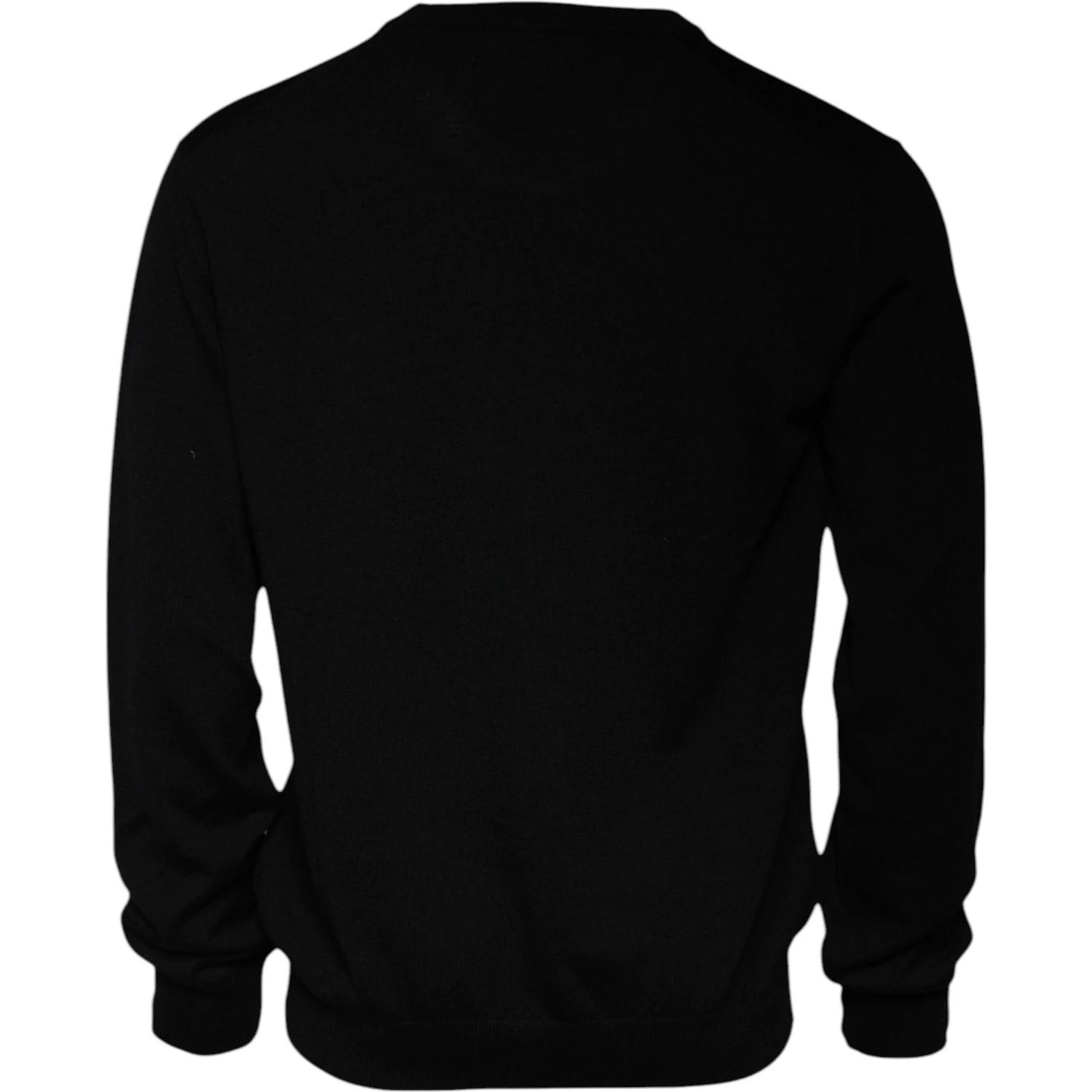 Black Logo Wool Crew Neck Pullover Sweater