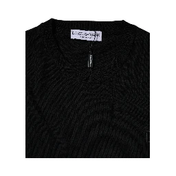 Black Logo Wool Crew Neck Pullover Sweater