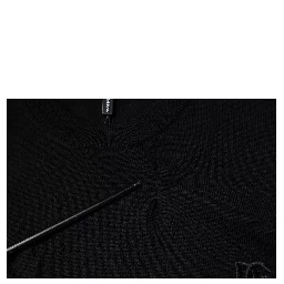 Black Logo Wool Crew Neck Pullover Sweater