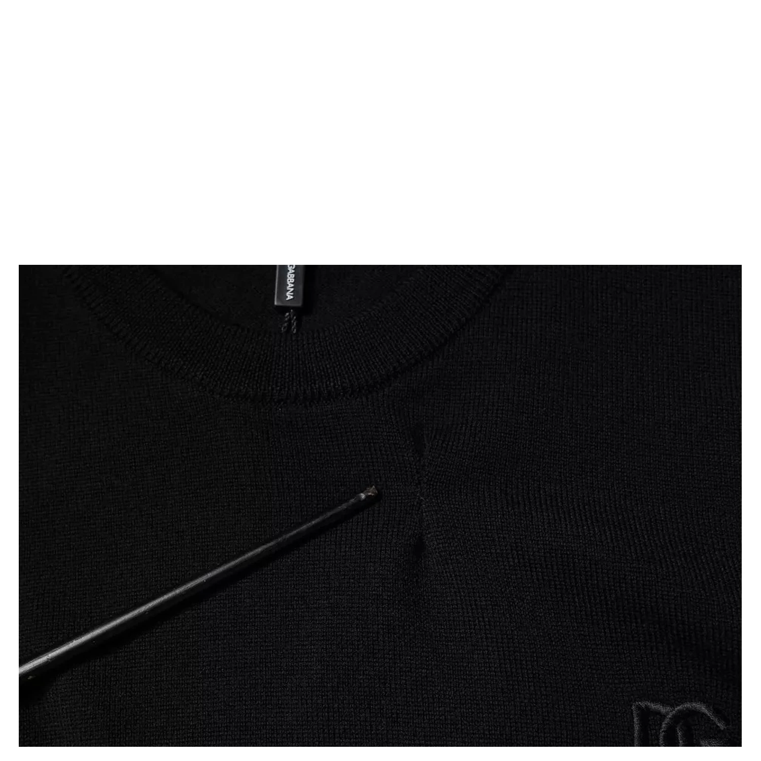 Black Logo Wool Crew Neck Pullover Sweater