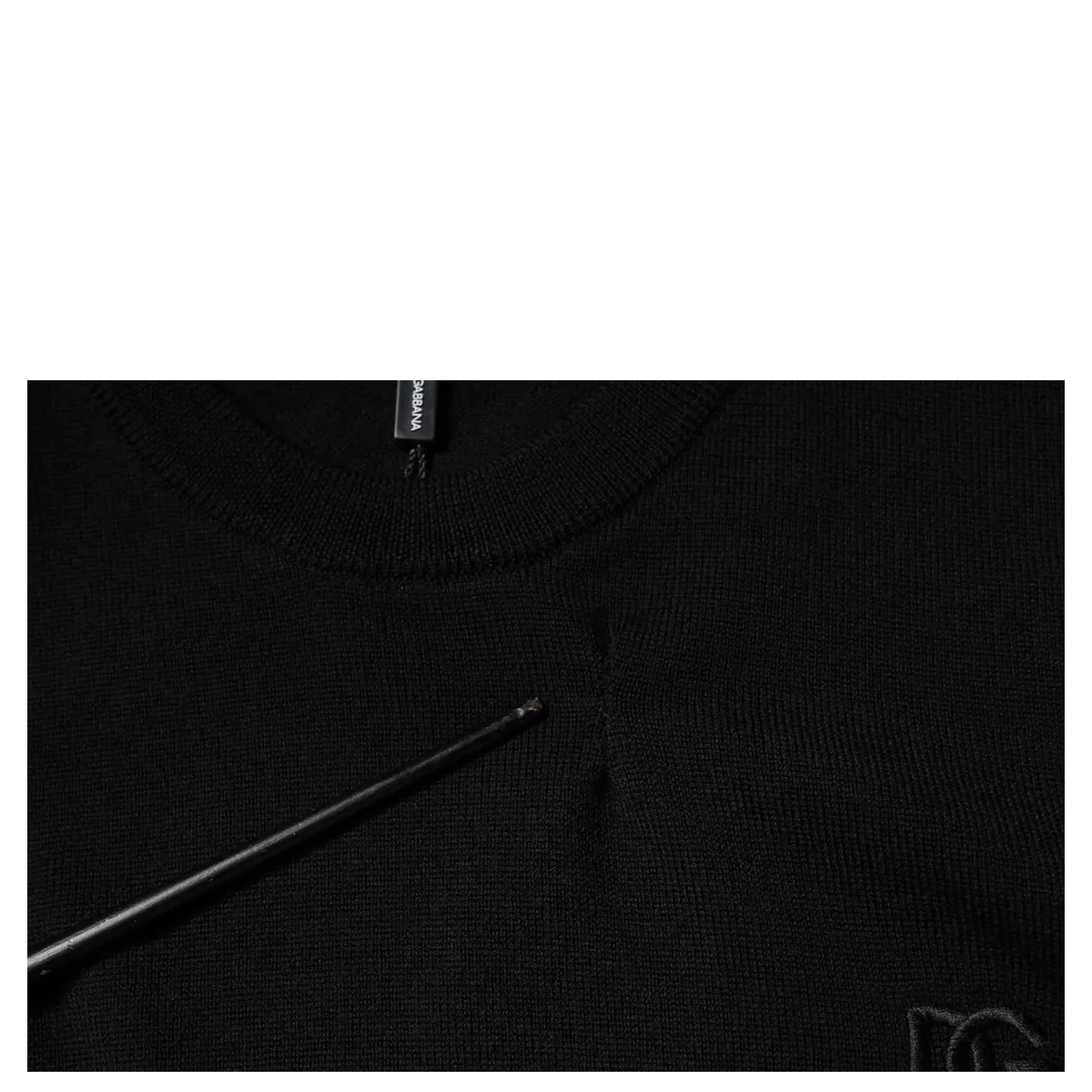 Black Logo Wool Crew Neck Pullover Sweater