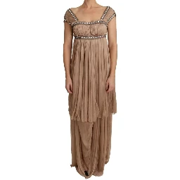 Brown Silk Sleeveless Shift Maxi Dress