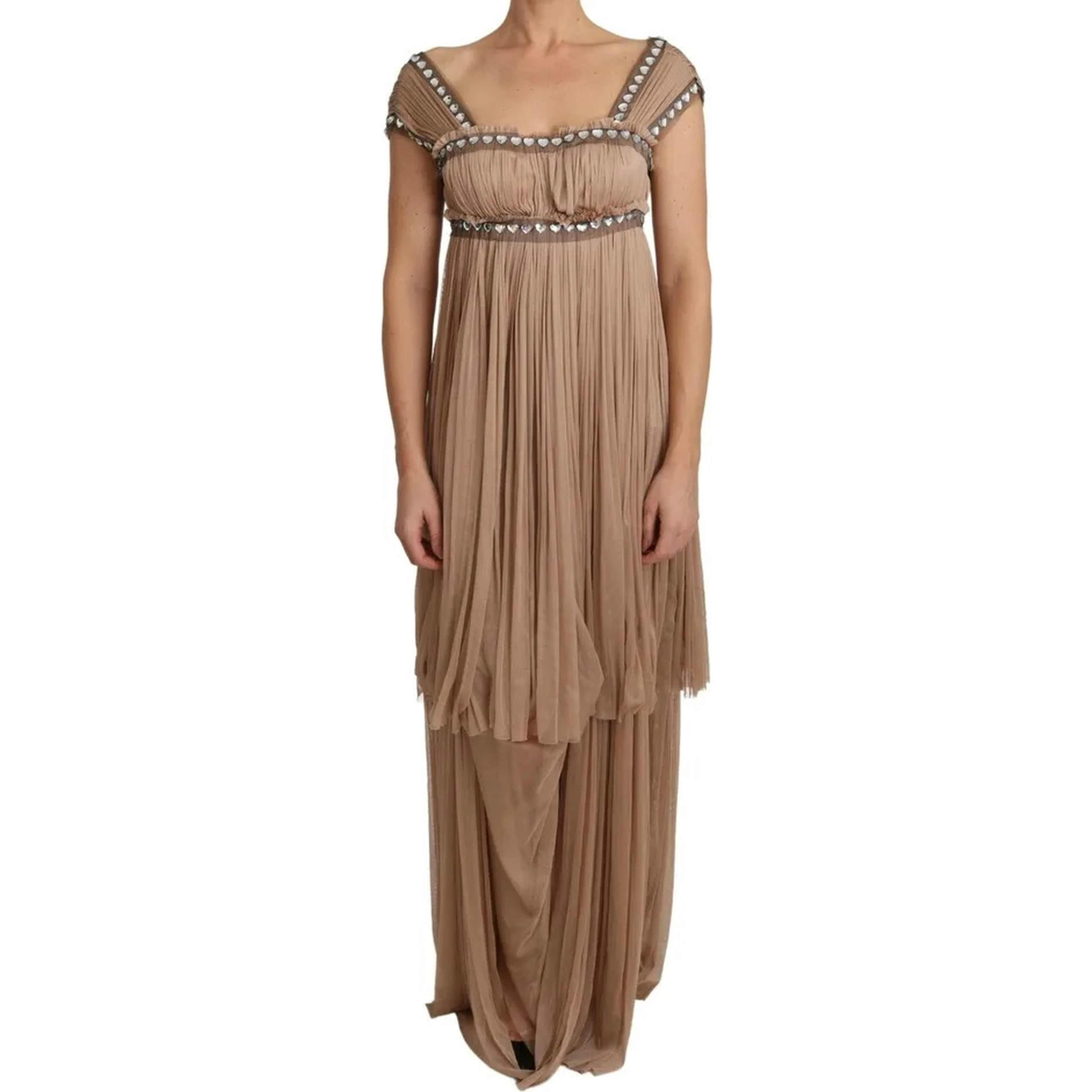 Brown Silk Sleeveless Shift Maxi Dress