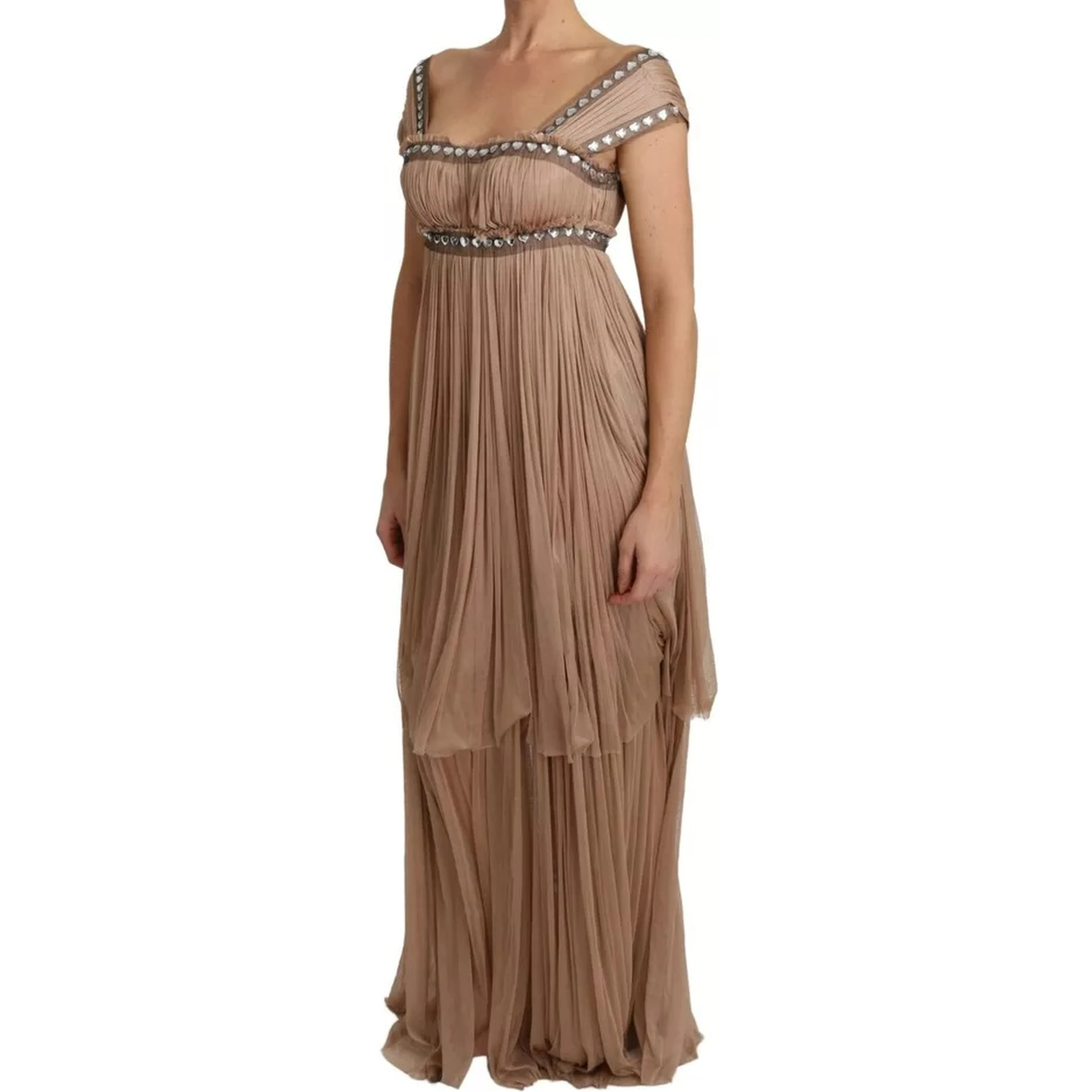 Brown Silk Sleeveless Shift Maxi Dress