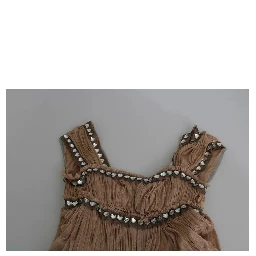 Brown Silk Sleeveless Shift Maxi Dress