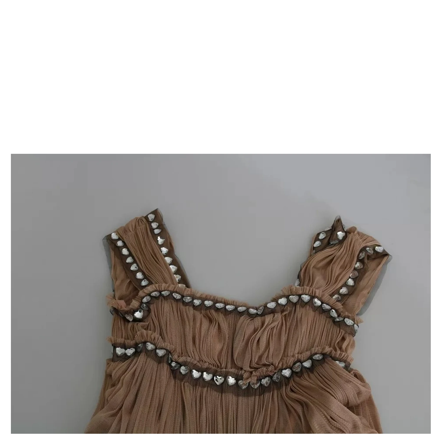 Brown Silk Sleeveless Shift Maxi Dress