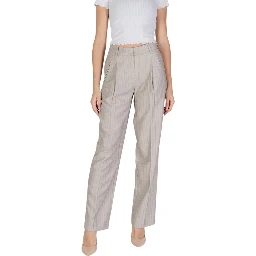 Gray Polyester Casual Pants