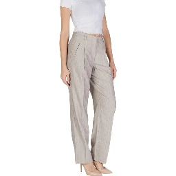 Gray Polyester Casual Pants