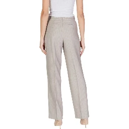 Gray Polyester Casual Pants