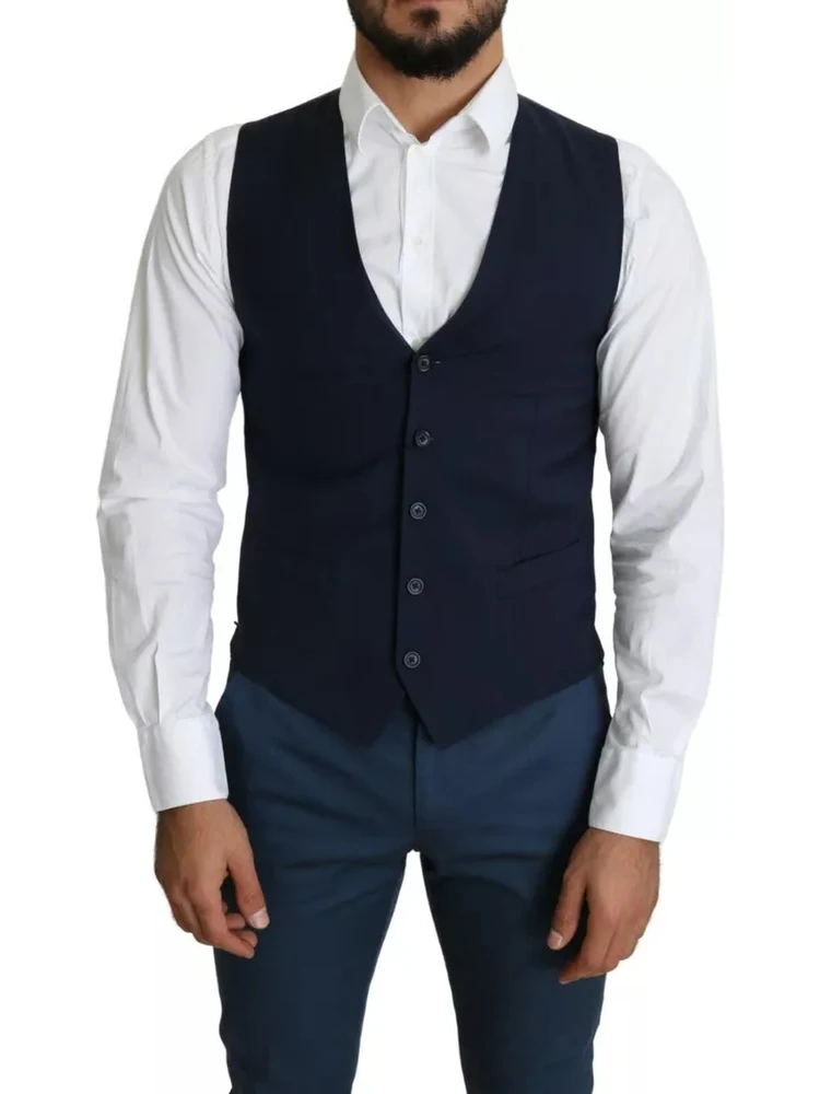 Navy Blue Men Formal Dress Waistcoat Vest