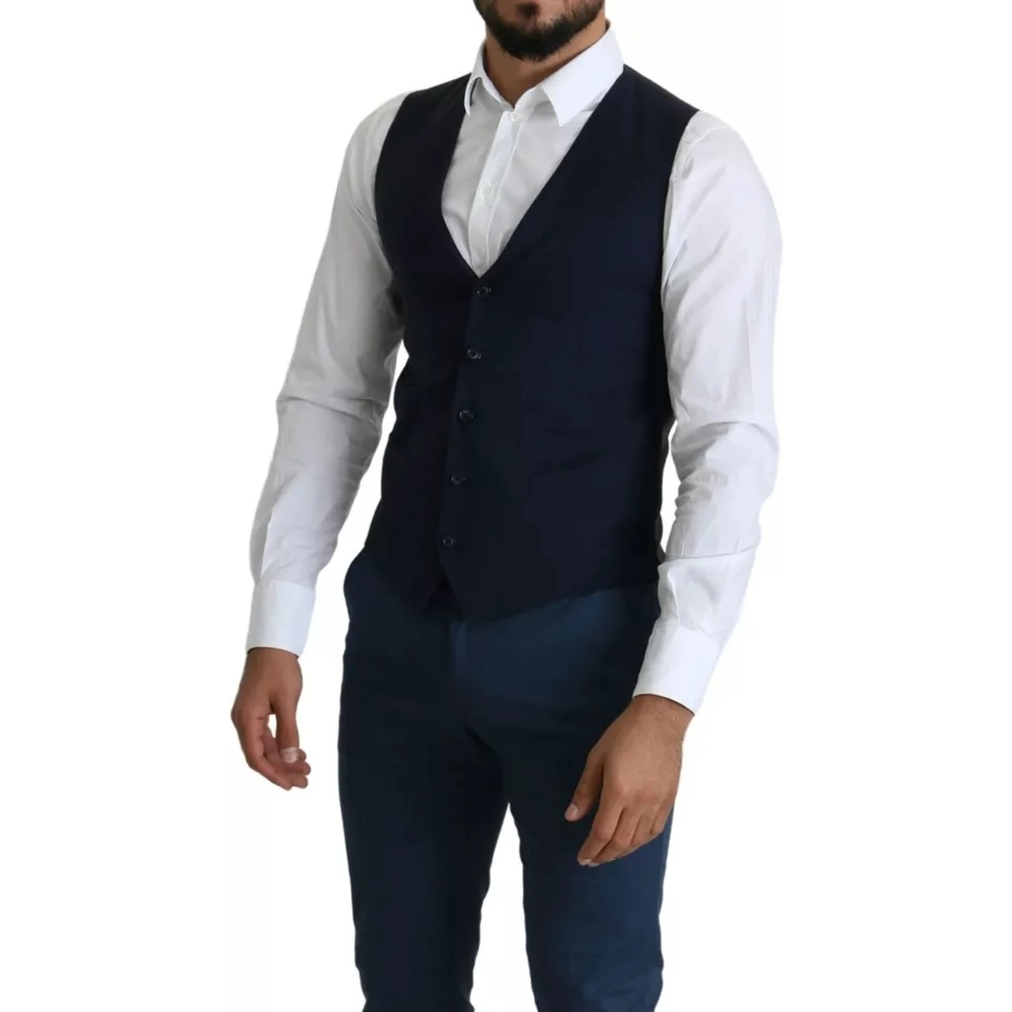 Navy Blue Men Formal Dress Waistcoat Vest