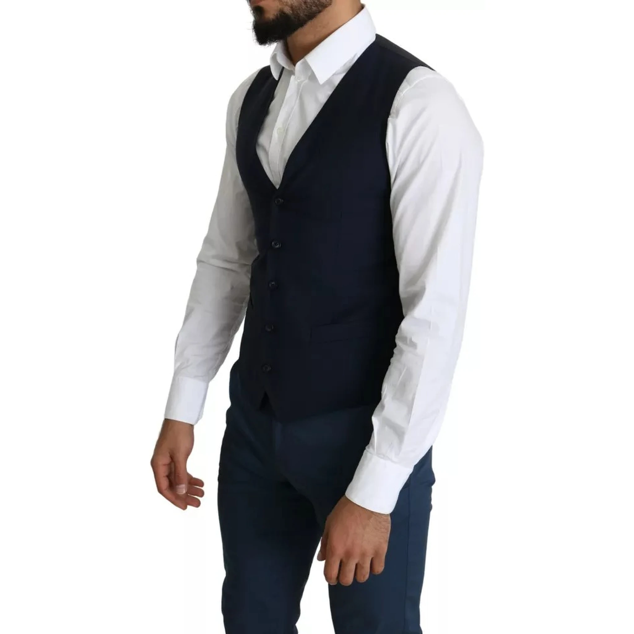 Navy Blue Men Formal Dress Waistcoat Vest