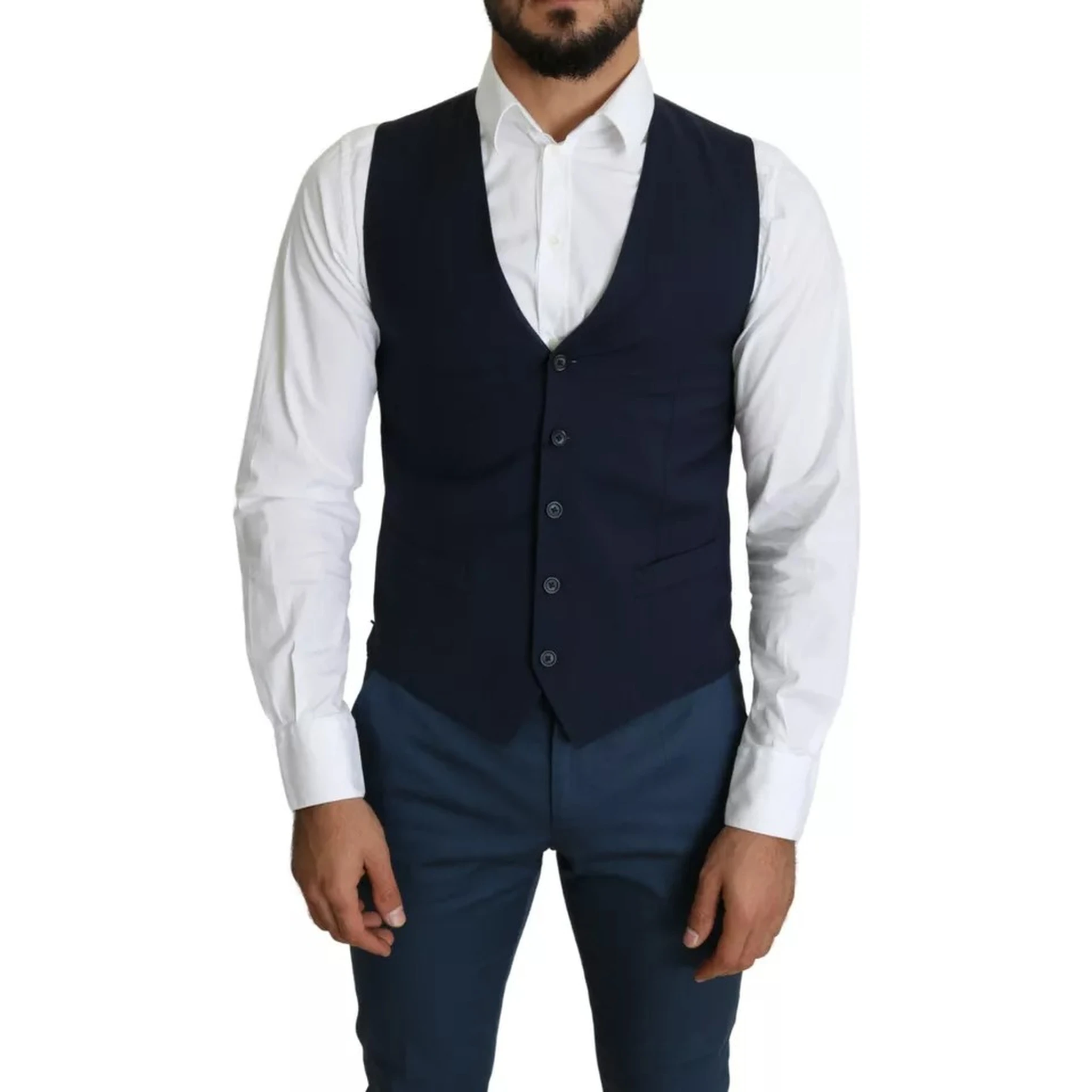 Navy Blue Men Formal Dress Waistcoat Vest