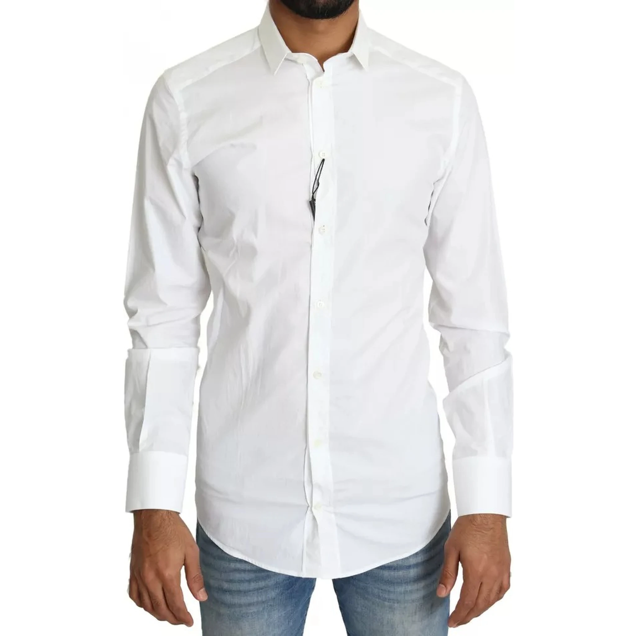 White Cotton Formal Dress Top GOLD Shirt