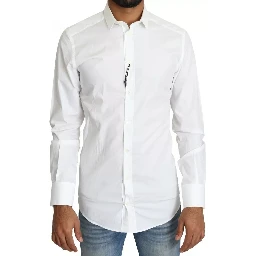 White Cotton Formal Dress Top GOLD Shirt