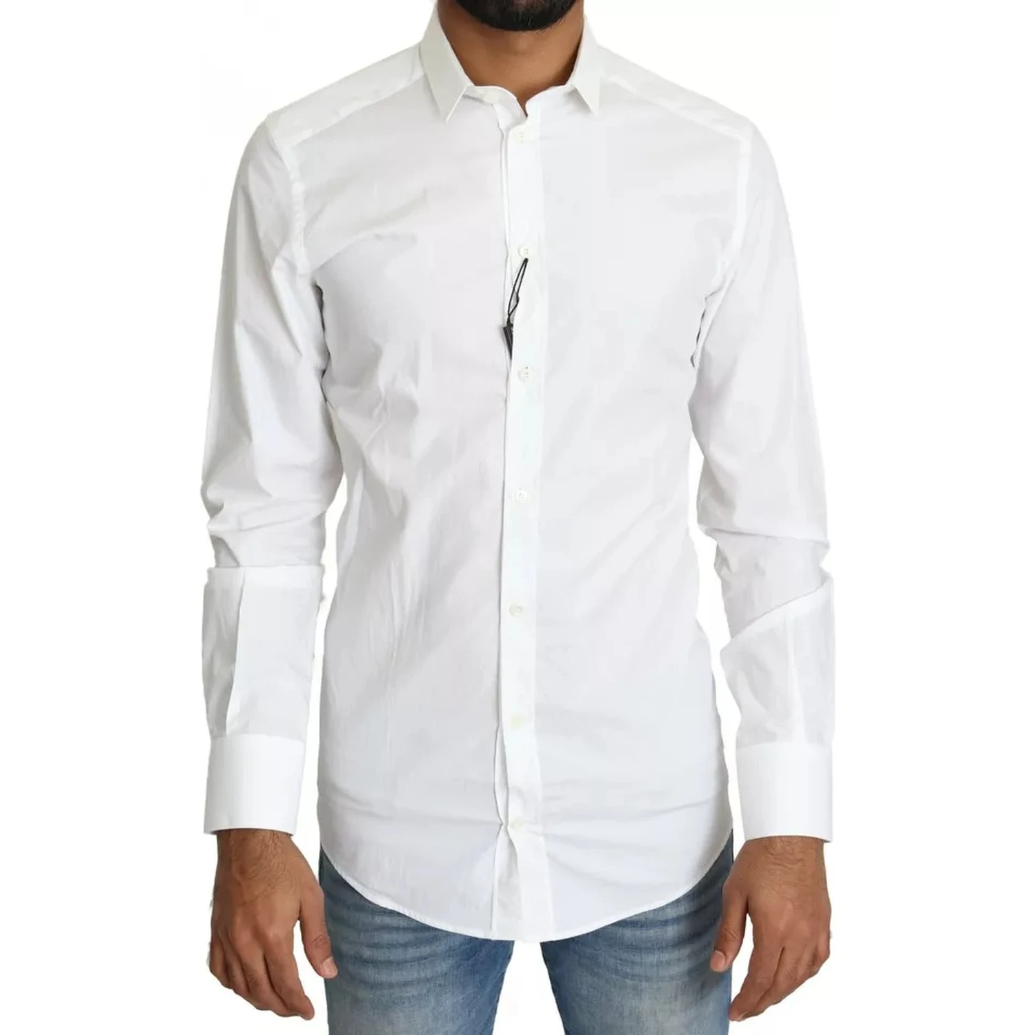 White Cotton Formal Dress Top GOLD Shirt
