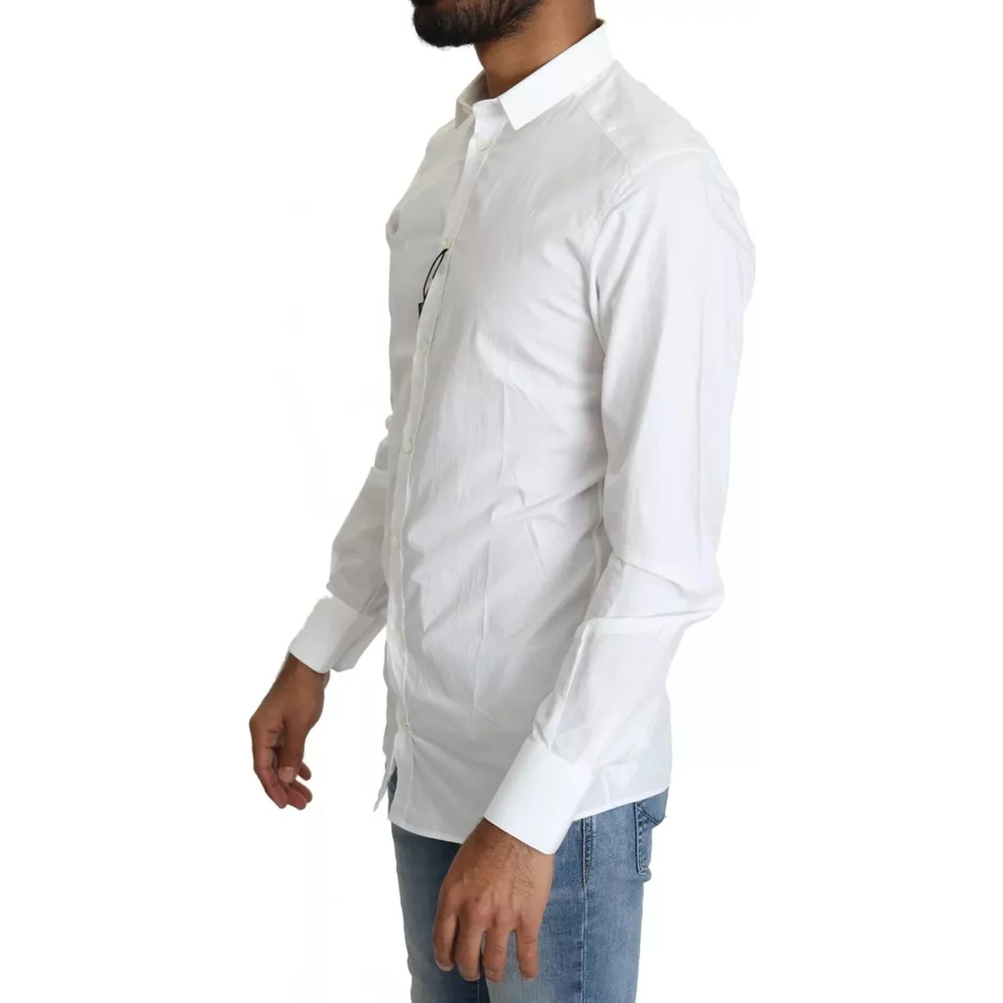 White Cotton Formal Dress Top GOLD Shirt