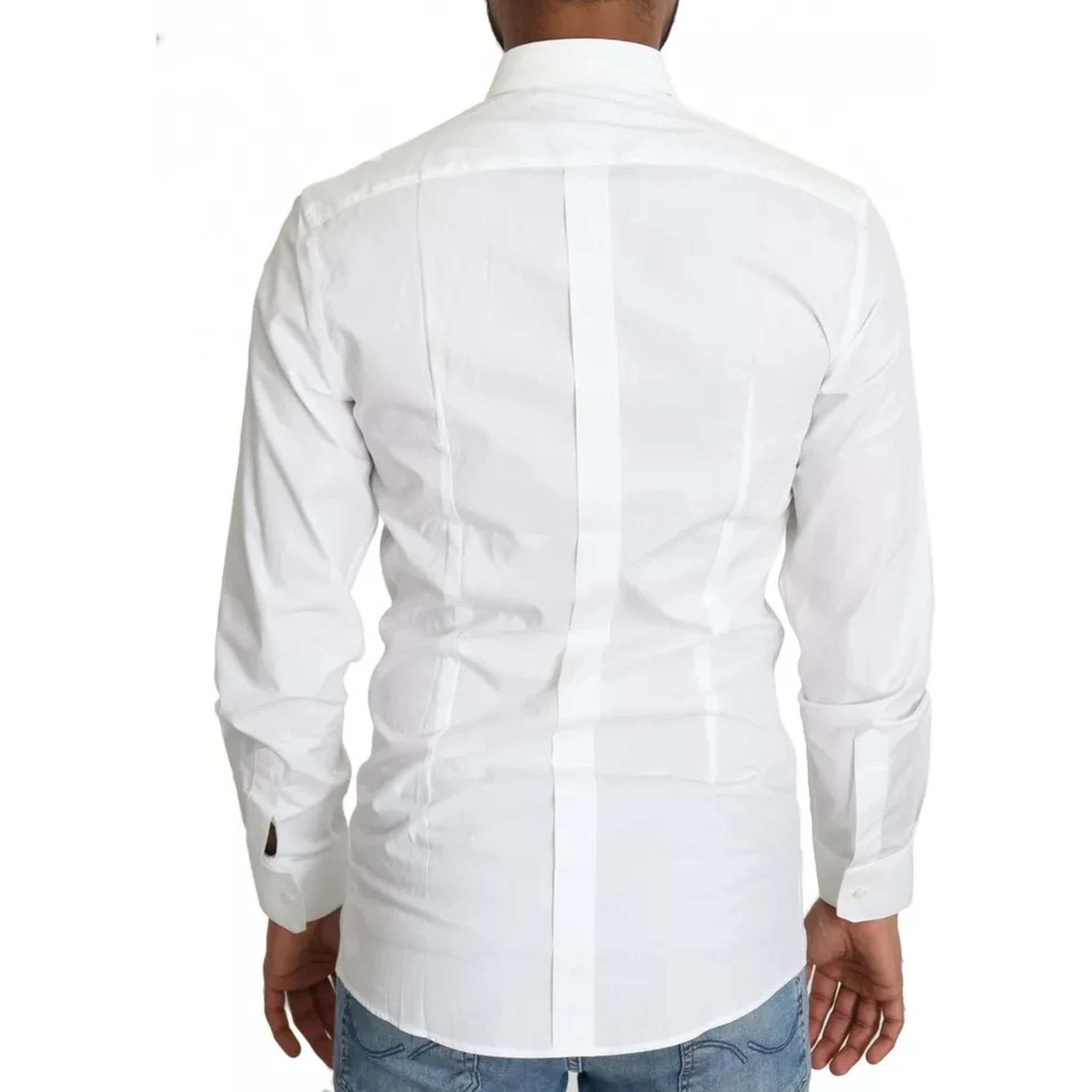 White Cotton Formal Dress Top GOLD Shirt