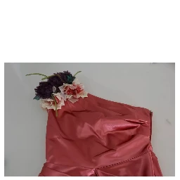 Pink Draped Midi Flower Applique Dress
