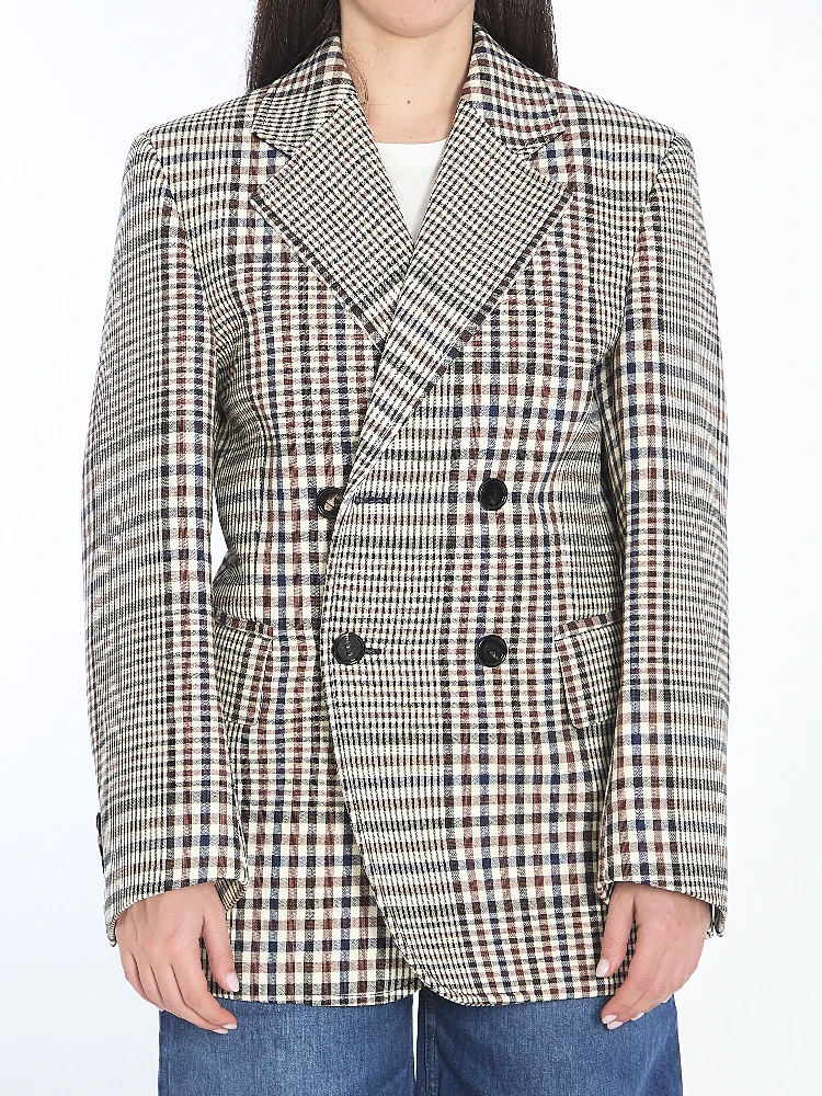 Double-breasted check blazer