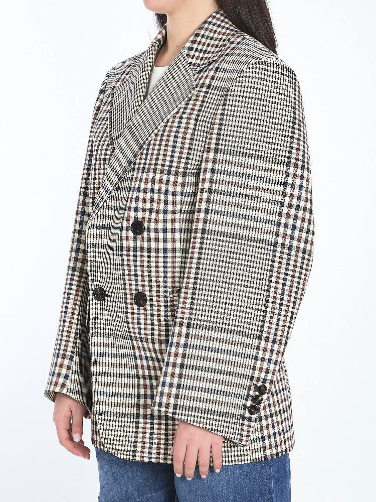 Double-breasted check blazer alternative