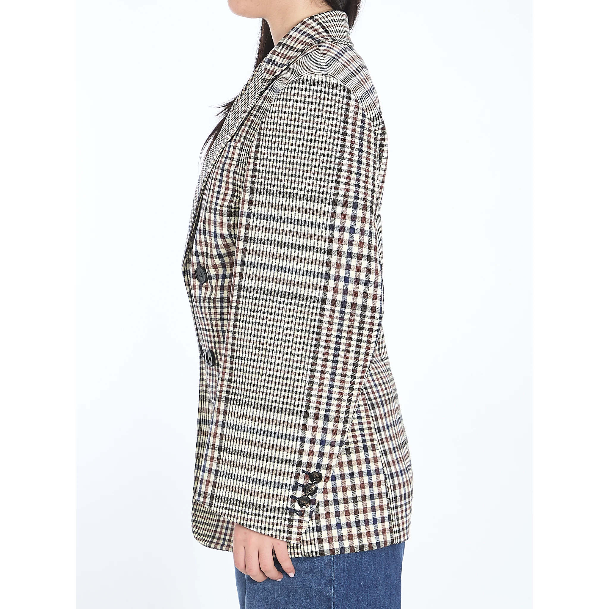 Double-breasted check blazer