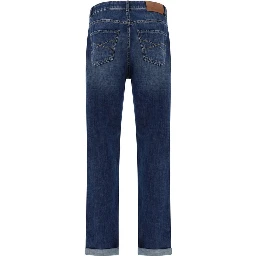 بنطلون جينز أزرق قطني بقصة مستقيمة