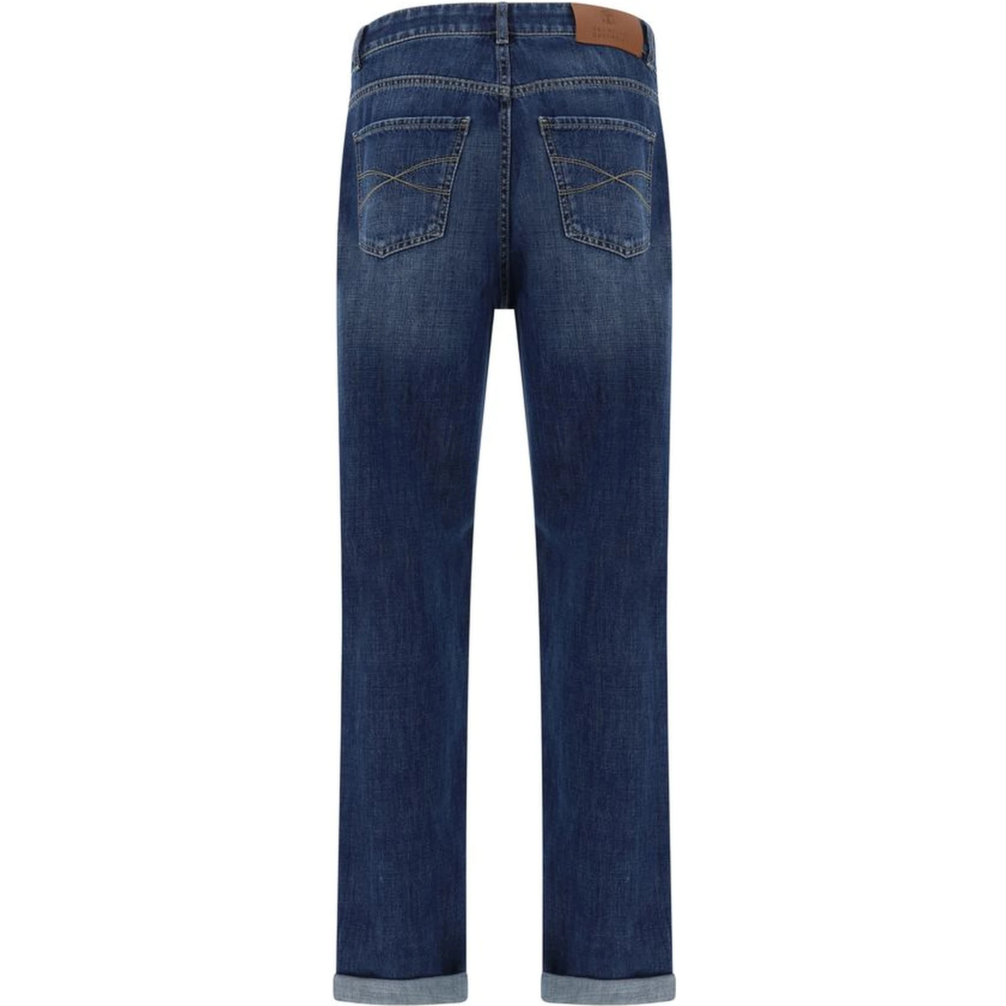 بنطلون جينز أزرق قطني بقصة مستقيمة