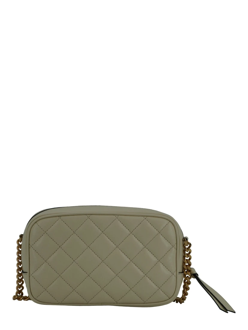 White Lamb Leather Small Camera Crossbody Bag