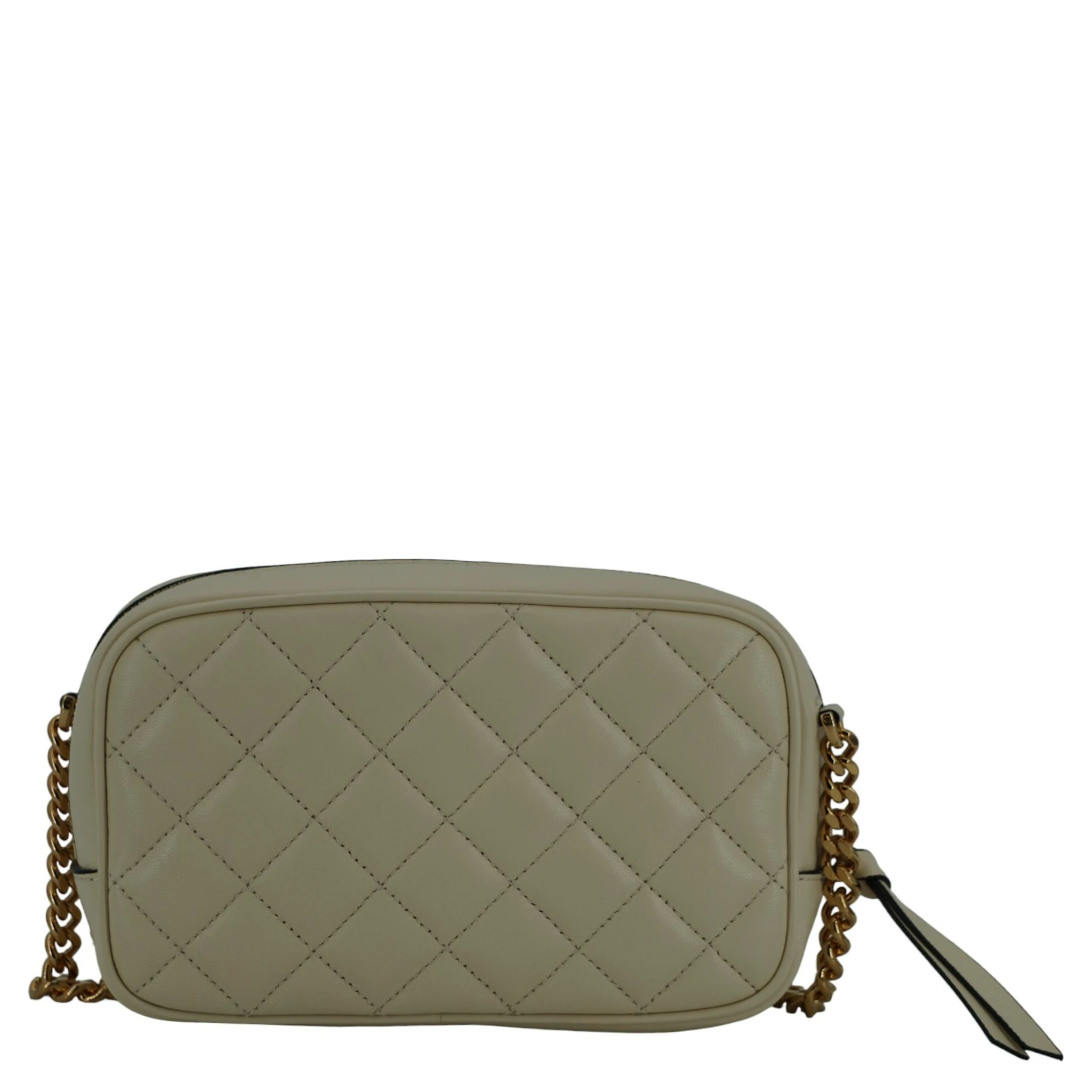 White Lamb Leather Small Camera Crossbody Bag